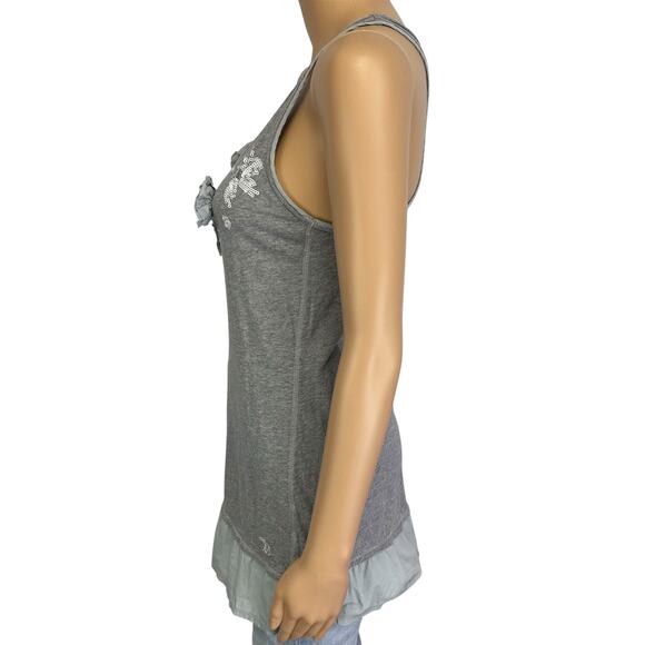 Vintage Y2K Abercrombie & Fitch Long Tank Top Gray Racerback Embellished Size XS - Picture 6 of 12